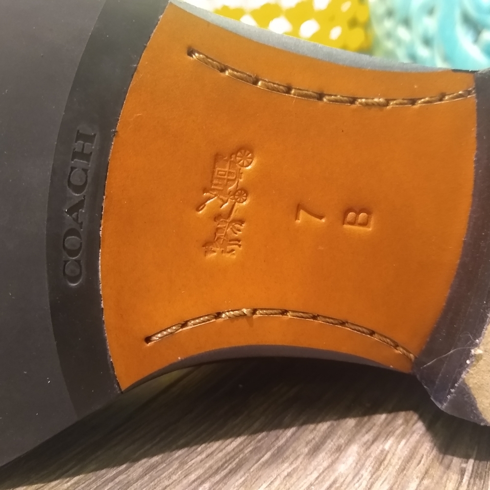 Coach Eva riding boots black & tan leather size 7B - Picture 4 of 7